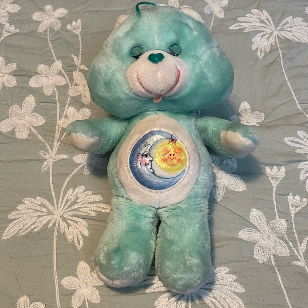 Vintage 1983 Kenner Bedtime Bear Care Bear 13” Plush Moon Sun and Star Belly